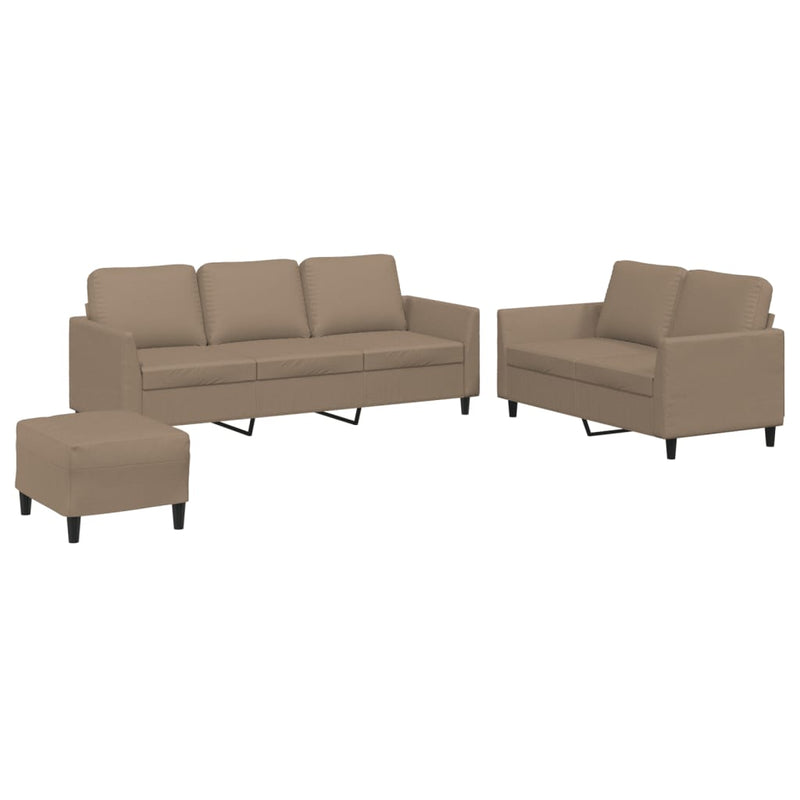 3 Piece Sofa Set with Cushions Cappuccino Faux Leather