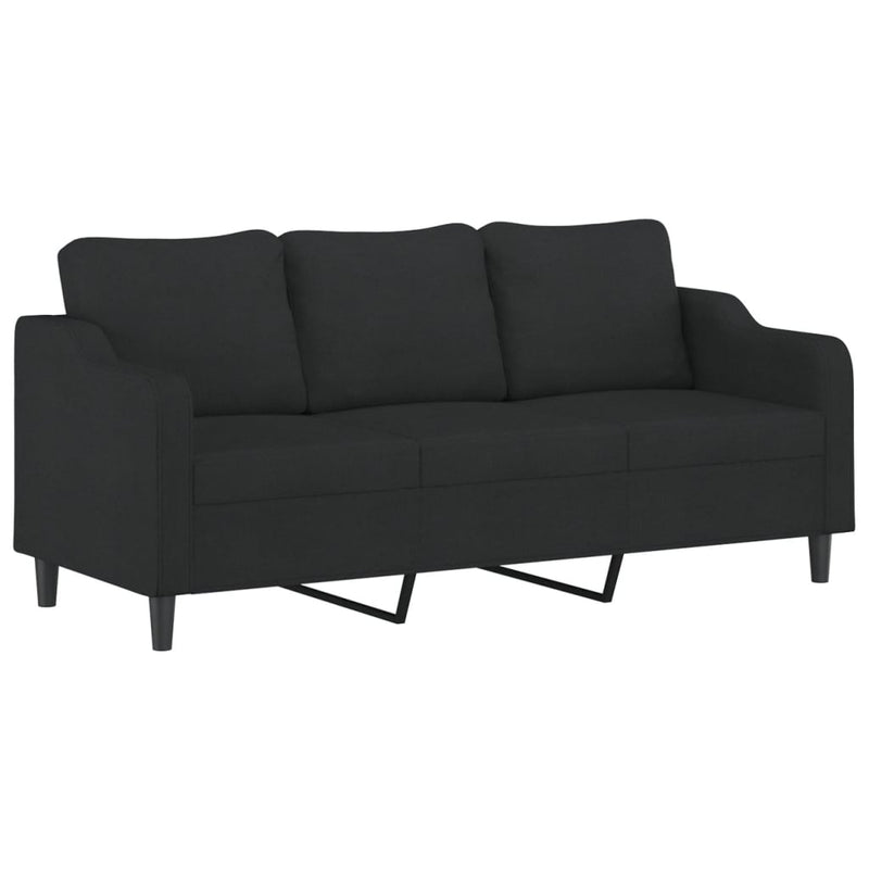 3 Piece Sofa Set with Cushions Black Fabric