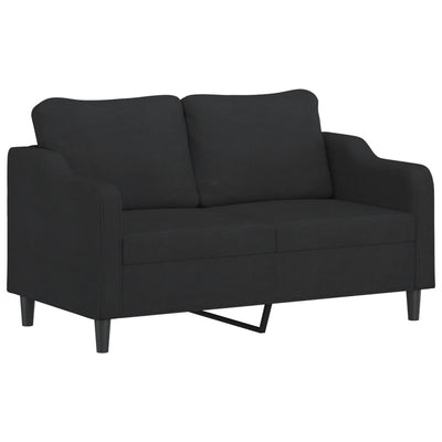 2 Piece Sofa Set with Cushions Black Fabric