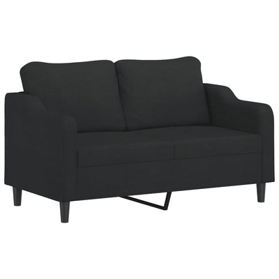 2 Piece Sofa Set with Pillows Black Fabric