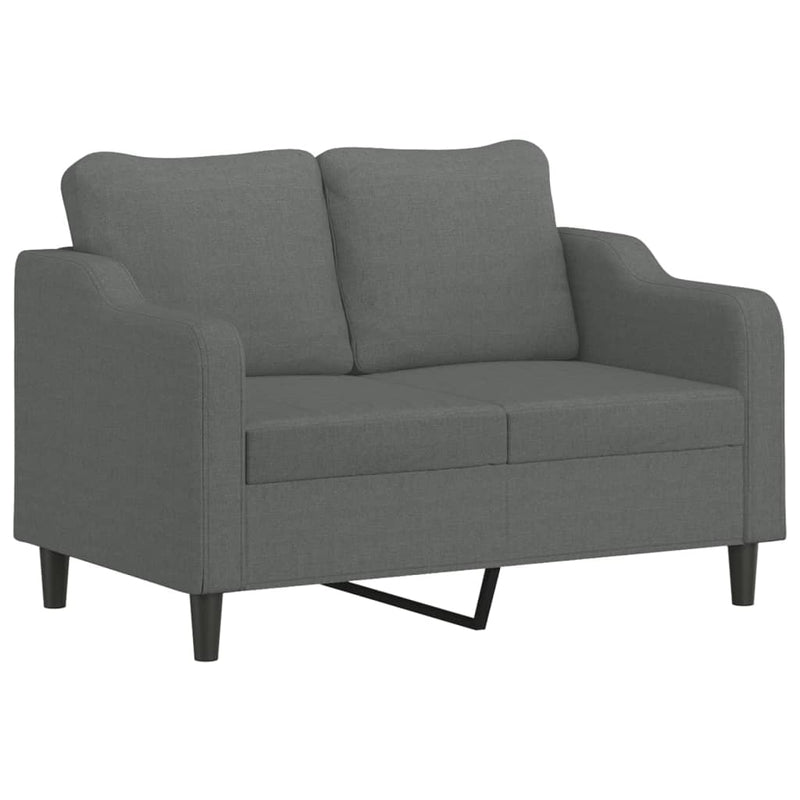 2 Piece Sofa Set with Pillows Dark Grey Fabric