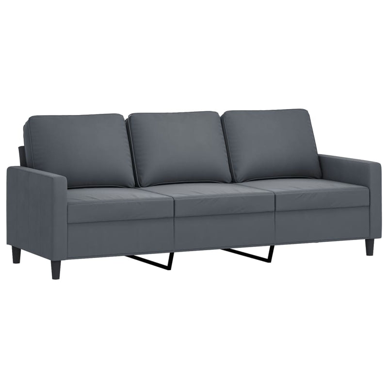 3 Piece Sofa Set with Pillows Dark Grey Velvet