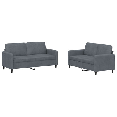 2 Piece Sofa Set Dark Grey Velvet