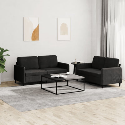 2 Piece Sofa Set Black Velvet