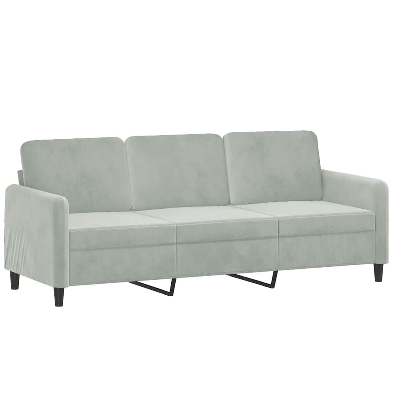 3 Piece Sofa Set with Pillows Light Grey Velvet