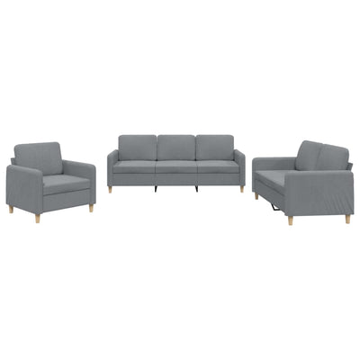 3 Piece Sofa Set with Cushions Light Grey Fabric