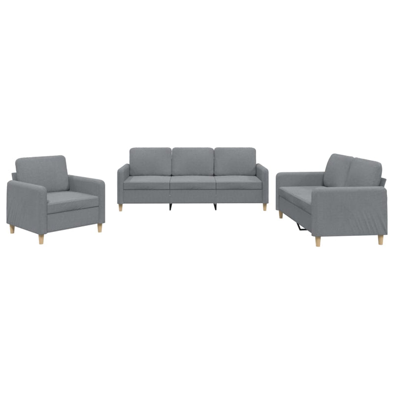 3 Piece Sofa Set with Cushions Light Grey Fabric