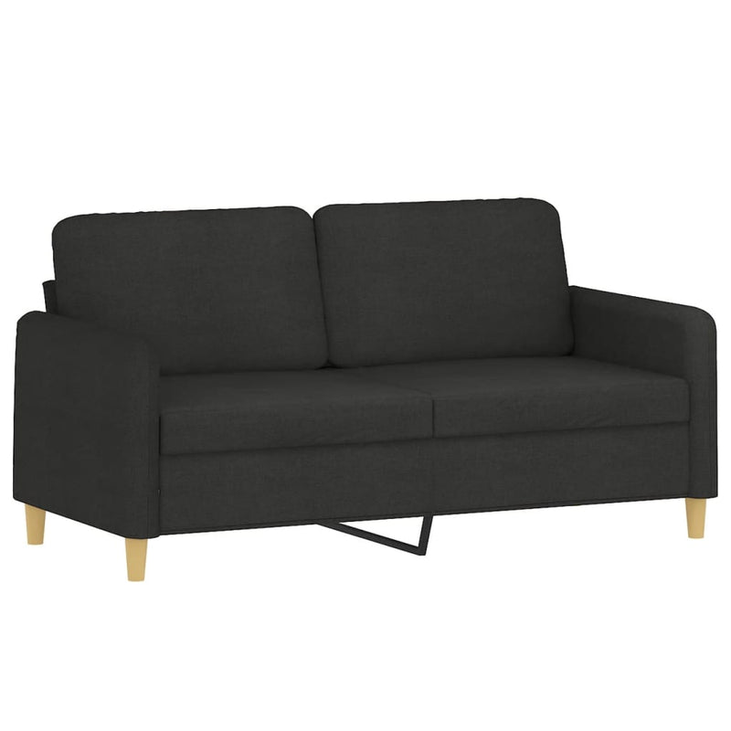 2 Piece Sofa Set with Pillows Black Fabric