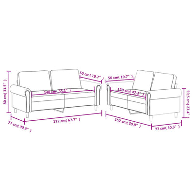 2 Piece Sofa Set with Cushions Black Faux Leather