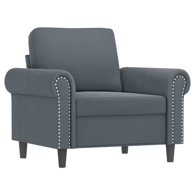 3 Piece Sofa Set with Cushions Dark Grey Velvet