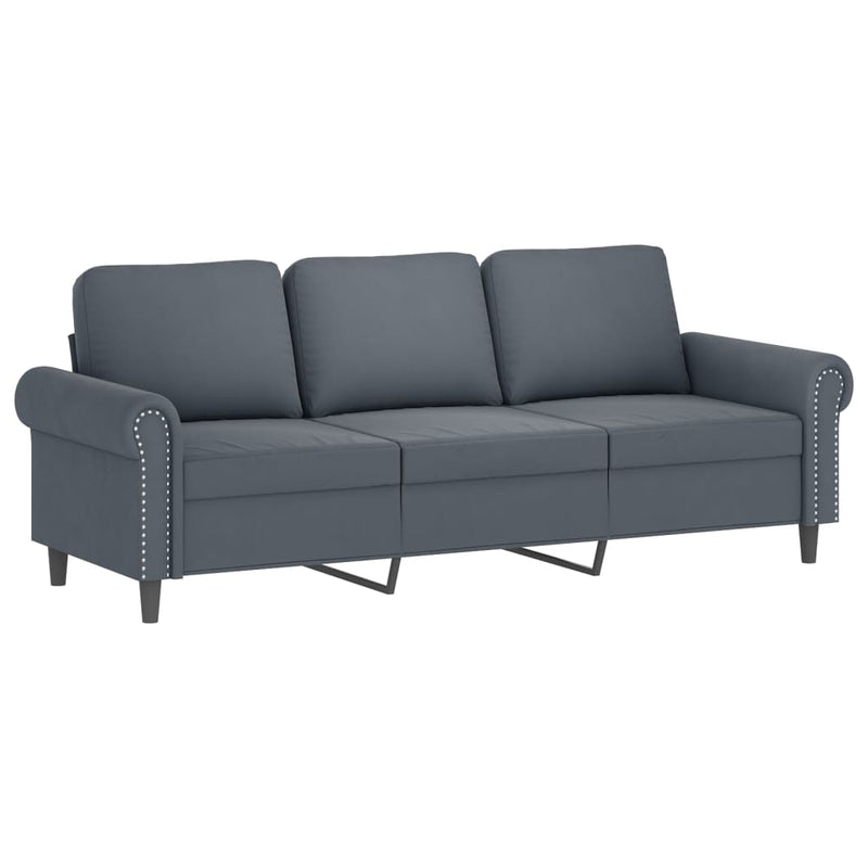 3 Piece Sofa Set with Cushions Dark Grey Velvet