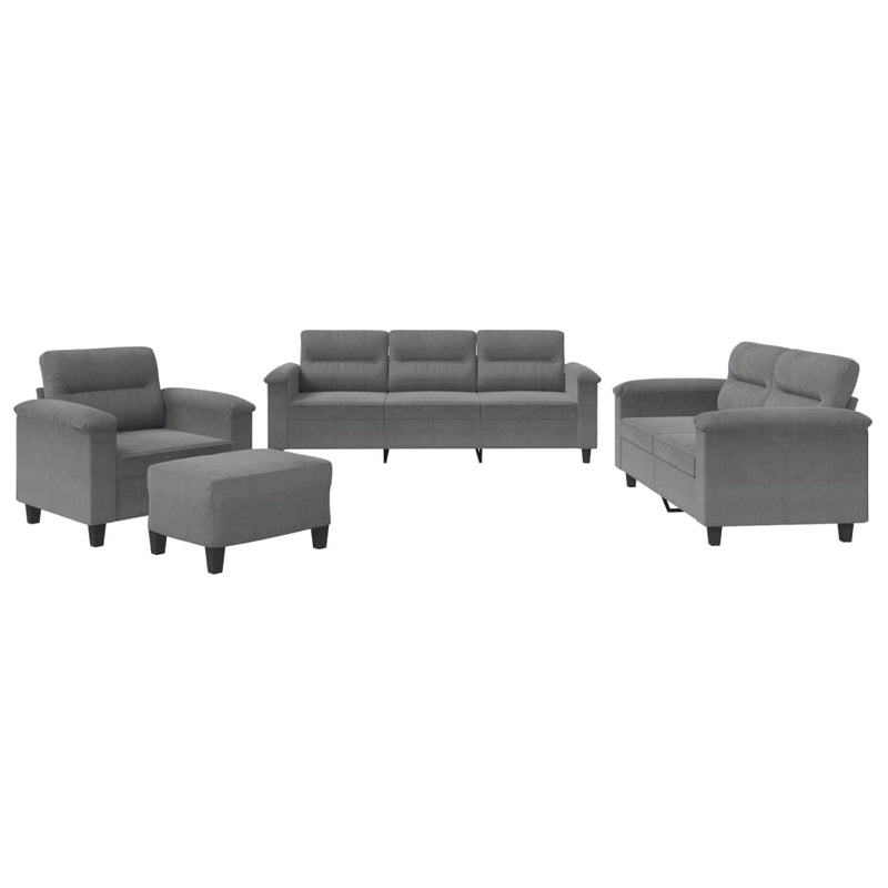 4 Piece Sofa Set with Cushions Dark Grey Microfibre Fabric