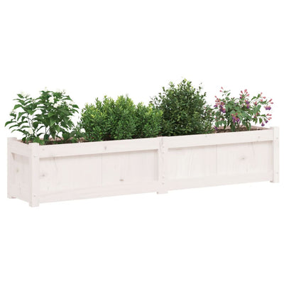 Garden Planter White 150x31x31 cm Solid Wood Pine