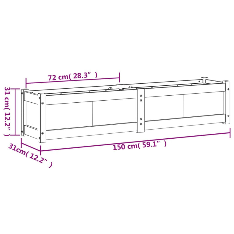 Garden Planter 150x31x31 cm Impregnated Wood Pine