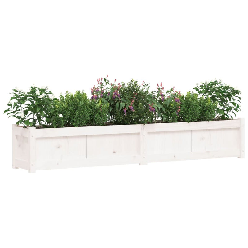 Garden Planters 2 pcs White Solid Wood Pine