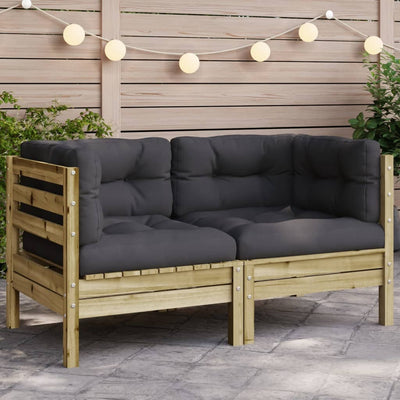 Garden Sofa Corner with Cushions Impregnated Wood Pine