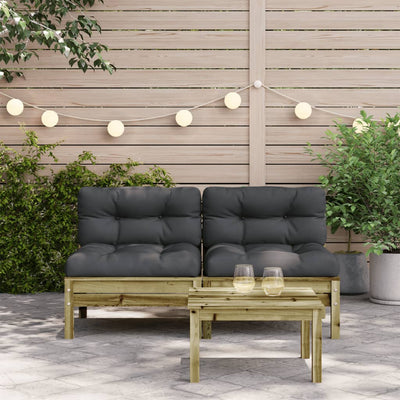 Garden Sofa Armless with Cushions 2 pcs Impregnated Wood Pine