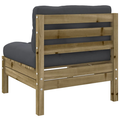 Garden Sofa Armless with Cushions 2 pcs Impregnated Wood Pine