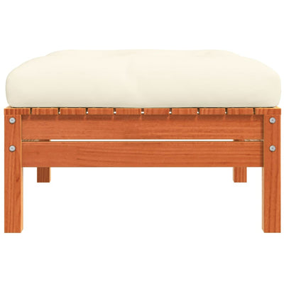 Garden Footstool with Cushion Wax Brown Solid Wood Pine