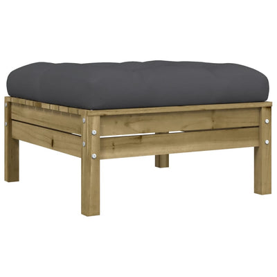 Garden Footstool with Cushion Impregnated Wood Pine