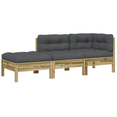 Garden Sofa with Cushions and Footstool 2-Seater