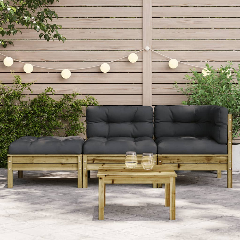 Garden Sofa with Cushions and Footstool 2-Seater