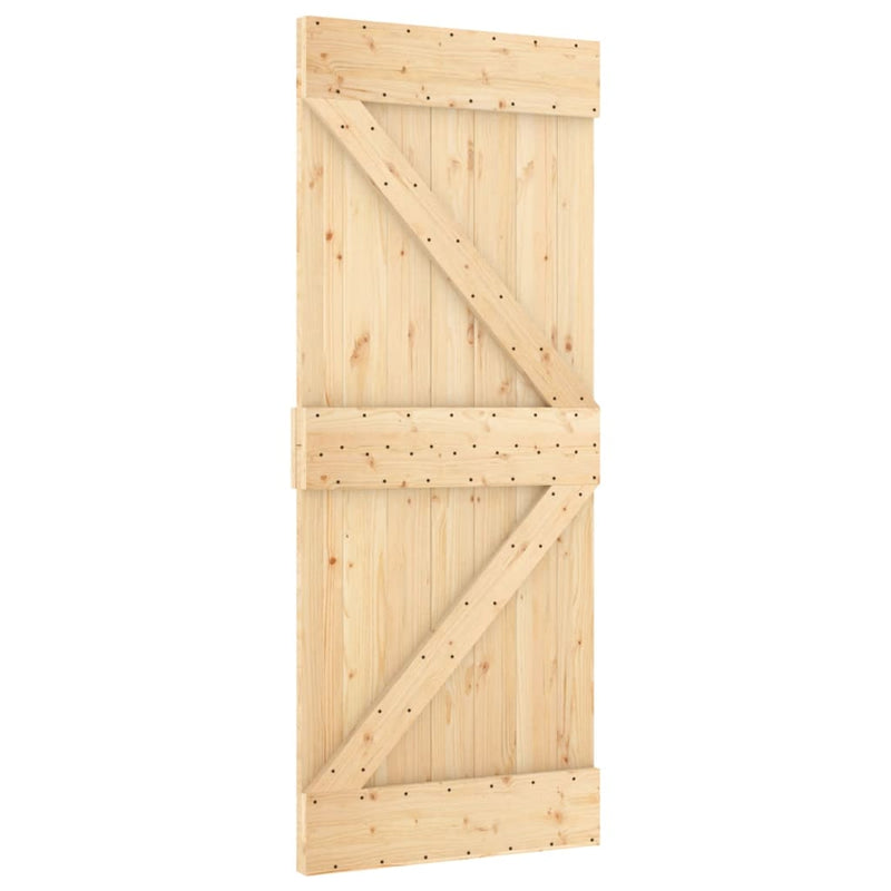 Sliding Door with Hardware Set 85x210 cm Solid Wood Pine