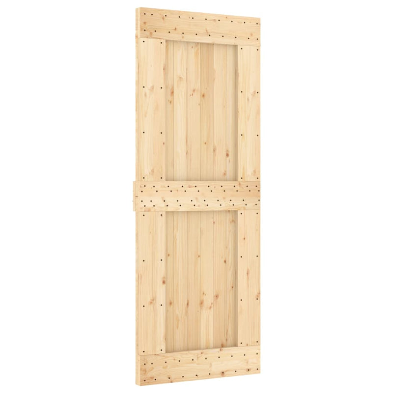 Sliding Door with Hardware Set 80x210 cm Solid Wood Pine