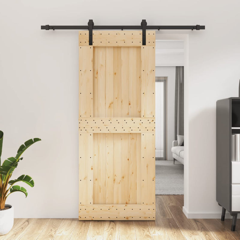 Sliding Door with Hardware Set 85x210 cm Solid Wood Pine