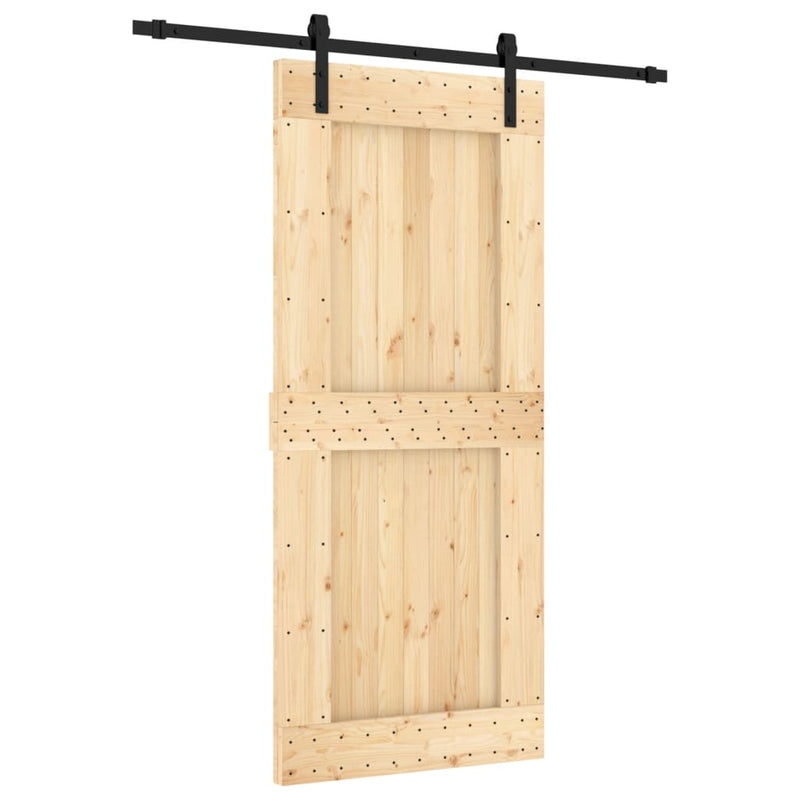 Sliding Door with Hardware Set 90x210 cm Solid Wood Pine