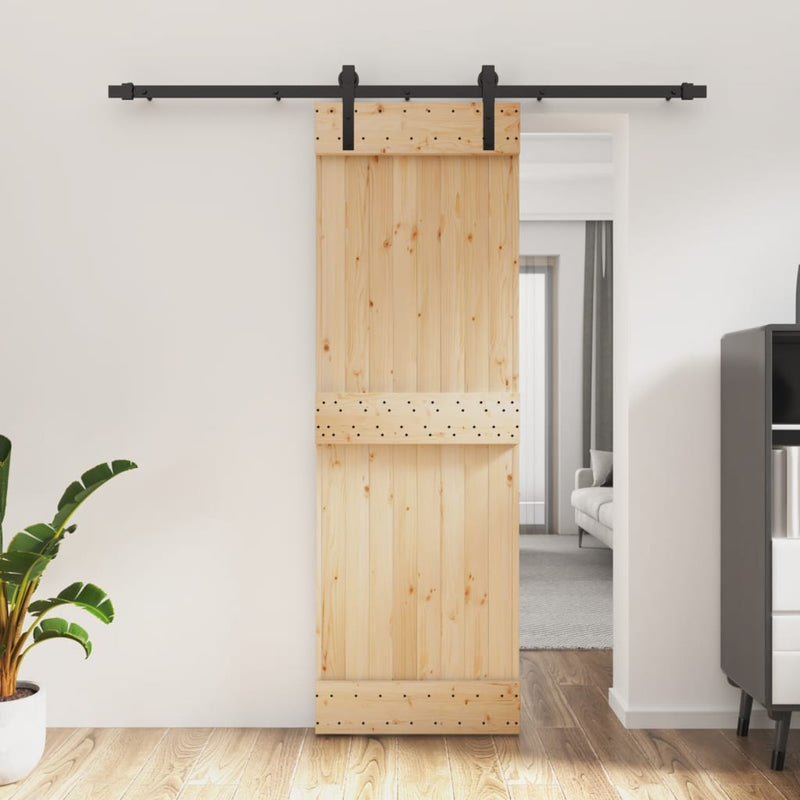 Sliding Door with Hardware Set 70x210 cm Solid Wood Pine