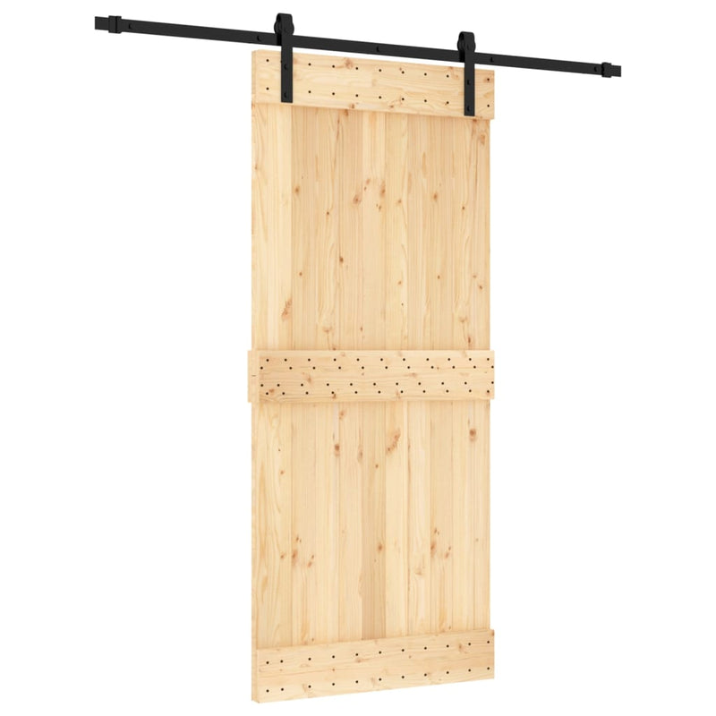 Sliding Door with Hardware Set 90x210 cm Solid Wood Pine