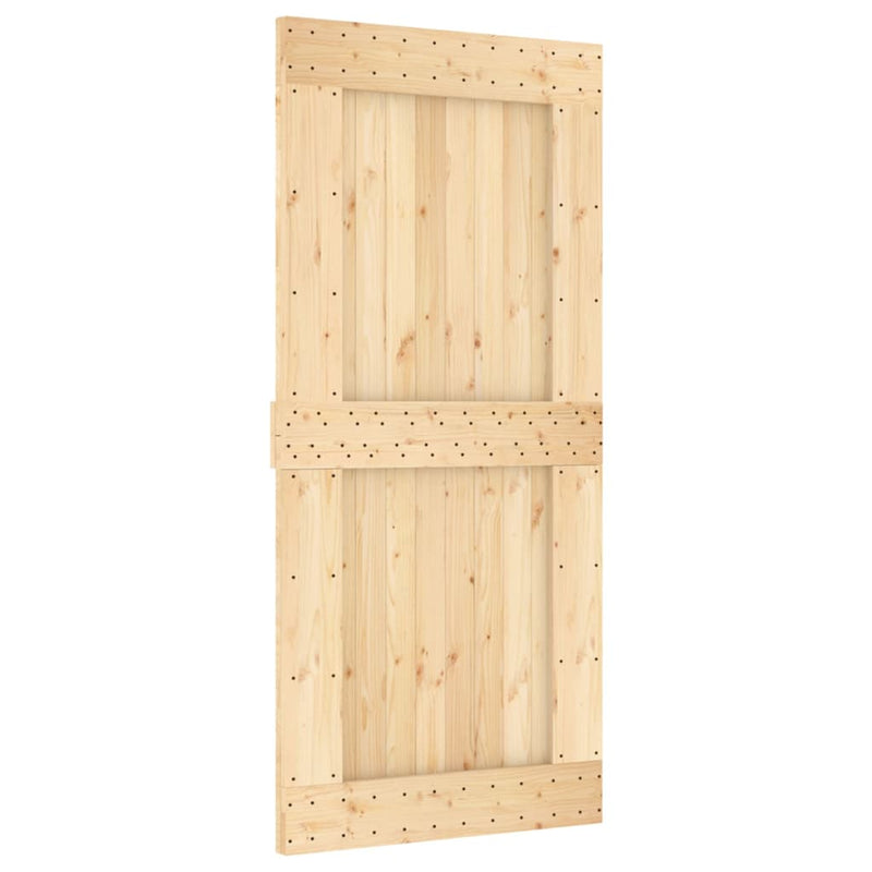 Sliding Door with Hardware Set 95x210 cm Solid Wood Pine