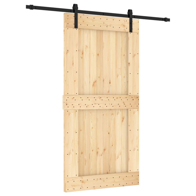 Sliding Door with Hardware Set 100x210 cm Solid Wood Pine