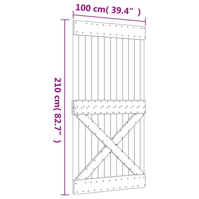 Sliding Door with Hardware Set 100x210 cm Solid Wood Pine