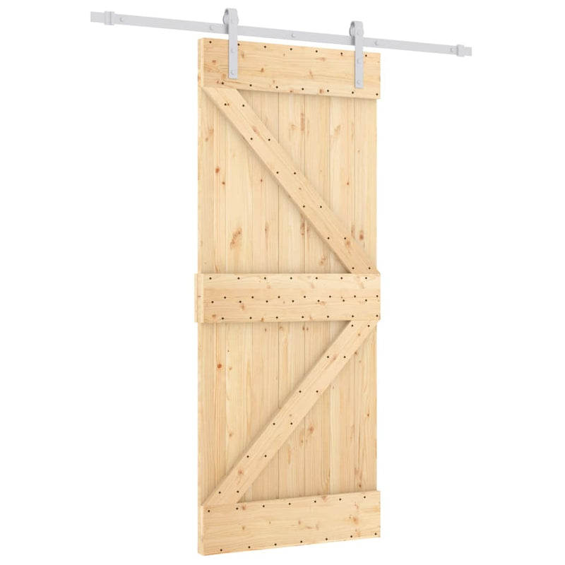 Sliding Door with Hardware Set 85x210 cm Solid Wood Pine