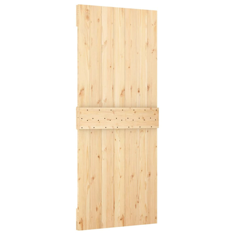 Sliding Door with Hardware Set 80x210 cm Solid Wood Pine