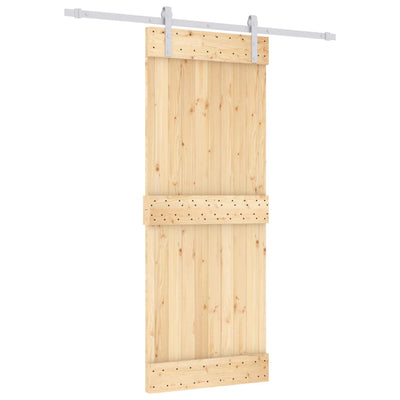 Sliding Door with Hardware Set 80x210 cm Solid Wood Pine