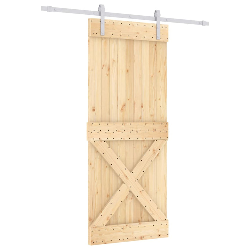 Sliding Door with Hardware Set 85x210 cm Solid Wood Pine