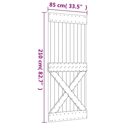 Sliding Door with Hardware Set 85x210 cm Solid Wood Pine