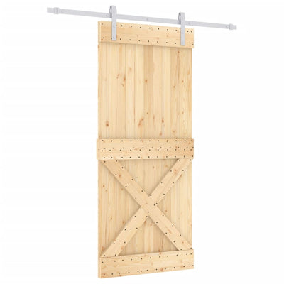 Sliding Door with Hardware Set 90x210 cm Solid Wood Pine