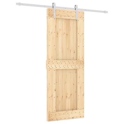 Sliding Door with Hardware Set 80x210 cm Solid Wood Pine