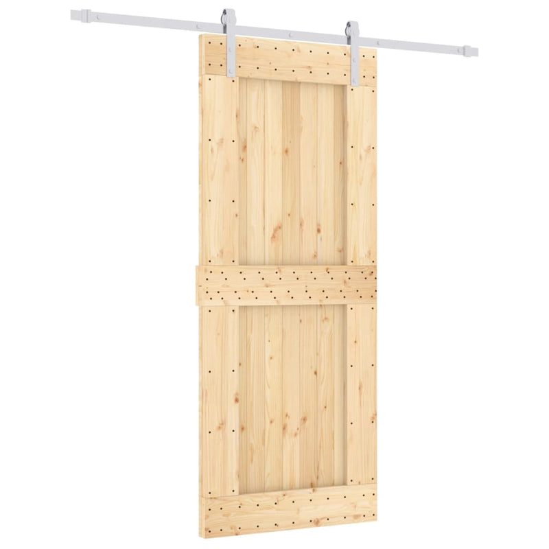 Sliding Door with Hardware Set 85x210 cm Solid Wood Pine