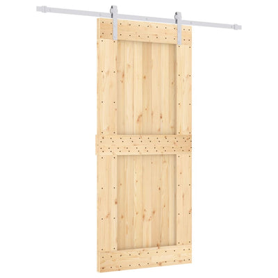 Sliding Door with Hardware Set 90x210 cm Solid Wood Pine