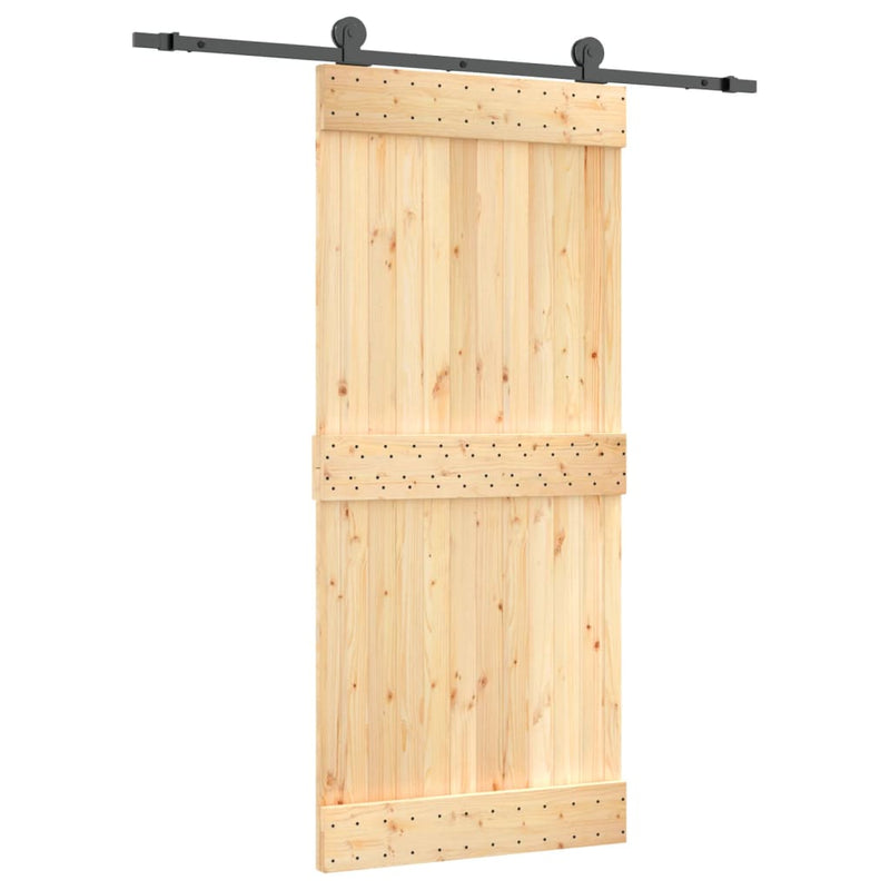 Sliding Door with Hardware Set 90x210 cm Solid Wood Pine