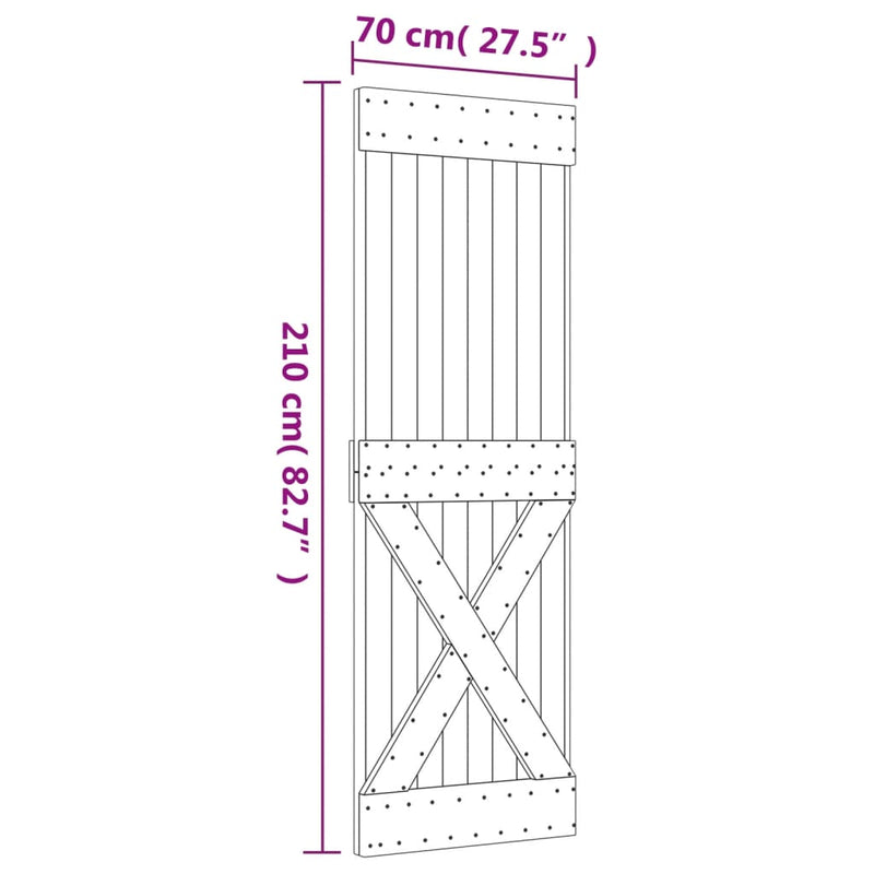 Sliding Door with Hardware Set 70x210 cm Solid Wood Pine