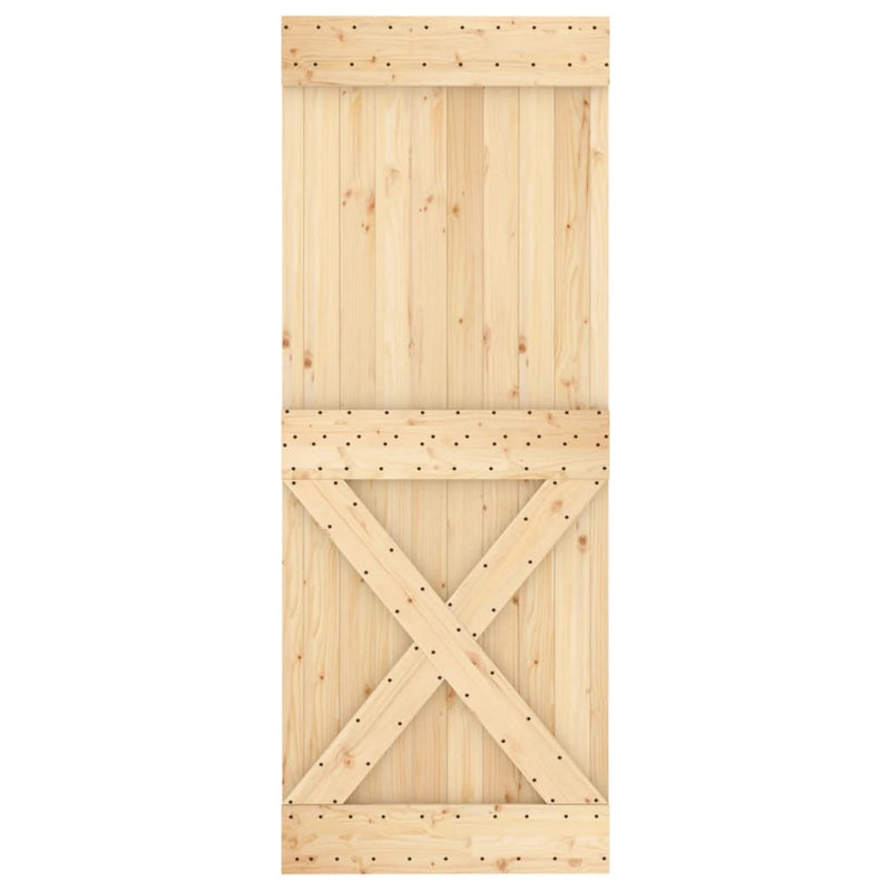 Sliding Door with Hardware Set 80x210 cm Solid Wood Pine