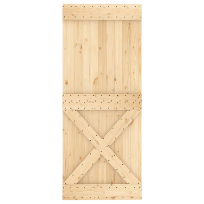 Sliding Door with Hardware Set 85x210 cm Solid Wood Pine