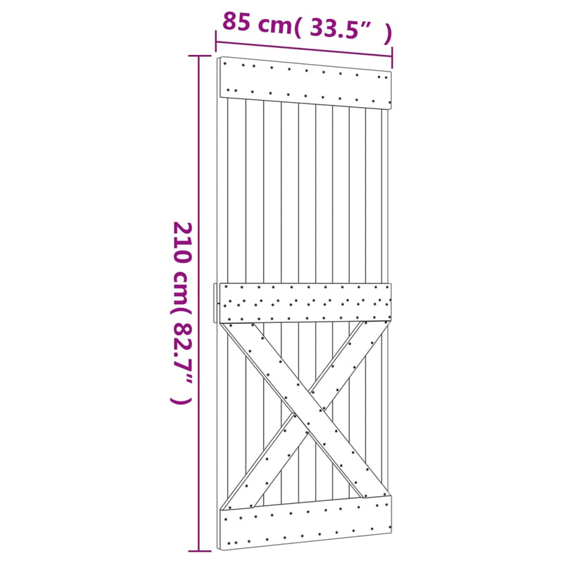 Sliding Door with Hardware Set 85x210 cm Solid Wood Pine