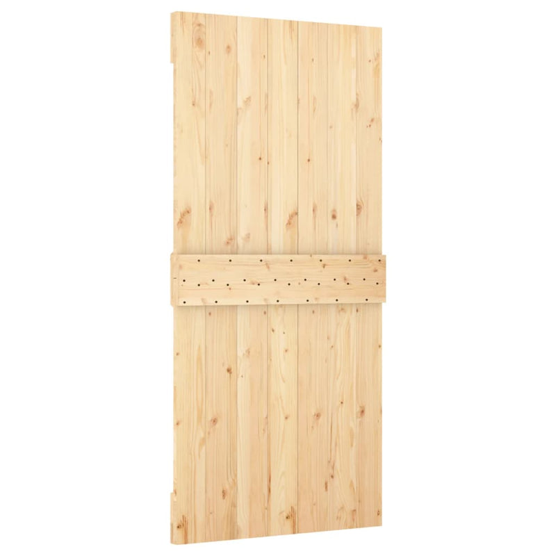 Sliding Door with Hardware Set 95x210 cm Solid Wood Pine